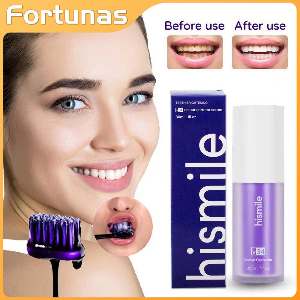 Hismile V34 Tooth Whitening Mousse Purple Toothpaste 30g Fresh Breath