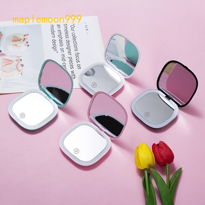 Portable Makeup Mirror with LED Light,USB Rechargeable Travel Mirror with 1X/3X