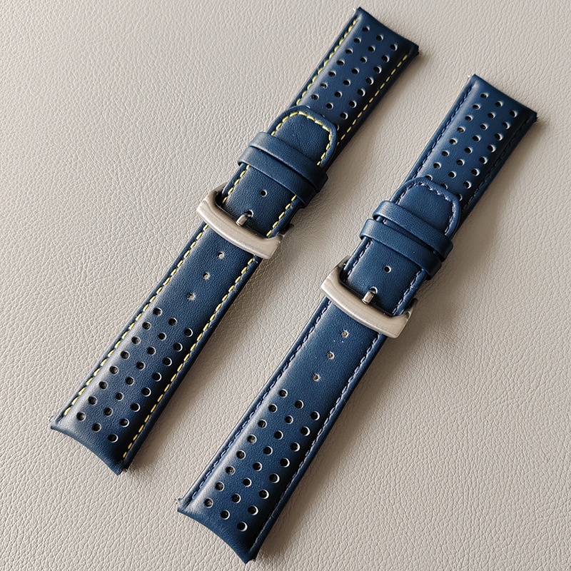 22mm 23mm Cowhide Genuine Leather Band for Citizen Blue Angels