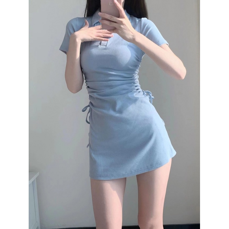 polo Sexy Slim fit tight dress summer ins Korean style Hot Girl women's clothing sweet and spicy pure little