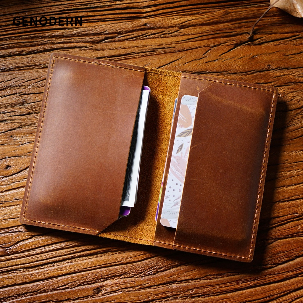 GENONERN Genuine Leather Cowhide Card Bag Bank Card Storage Clip ...