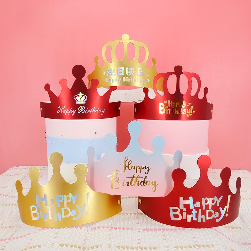 1pcs Party Hats Crown Happy Birthday Party Decoration Cap Kids Bronzing ...