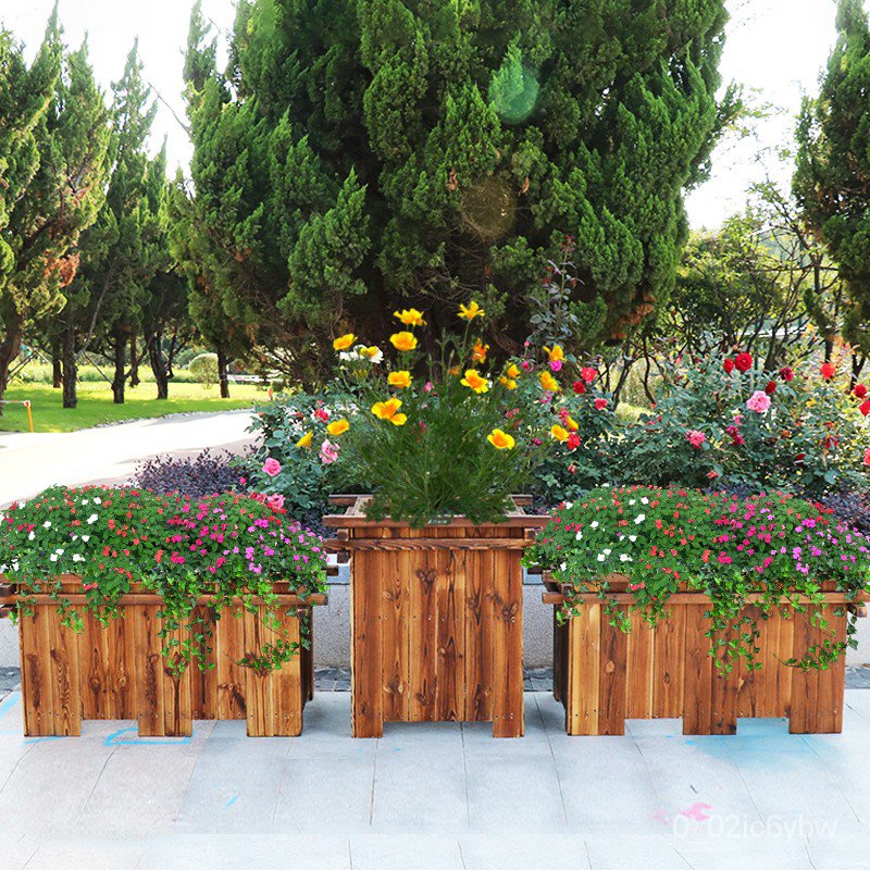 XYMandalay Garden Engineering Flower Box Carbonized Antiseptic Wood