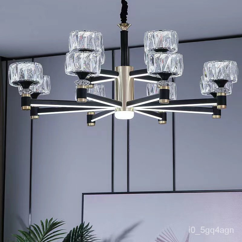 Nordic light luxury living room led crystal chandelier modern minimst ...