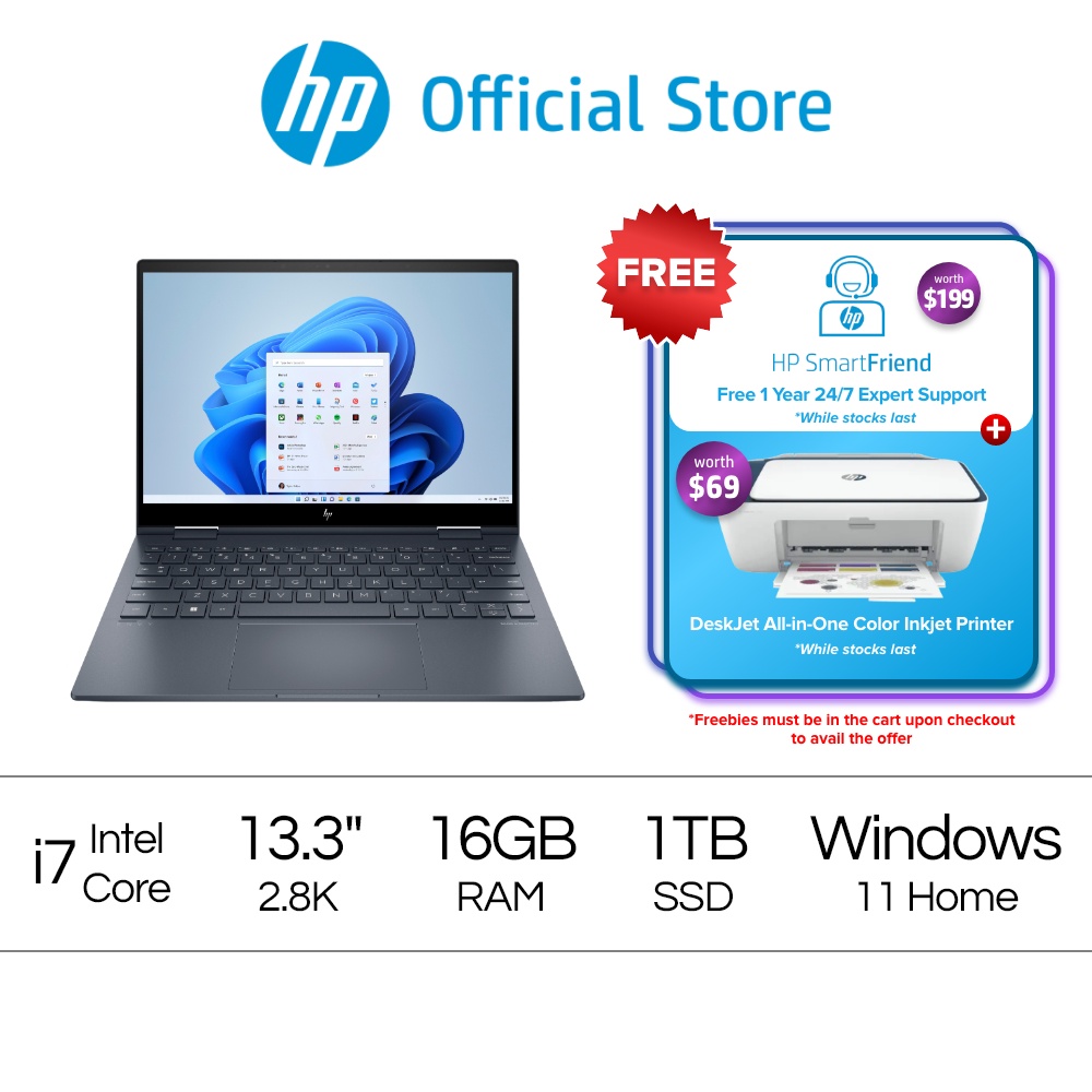 HP ENVY x360 Laptop 13-bf0123TU / 12th Gen Intel Core i7 / 16 GB RAM / 1TB SSD / 13.3