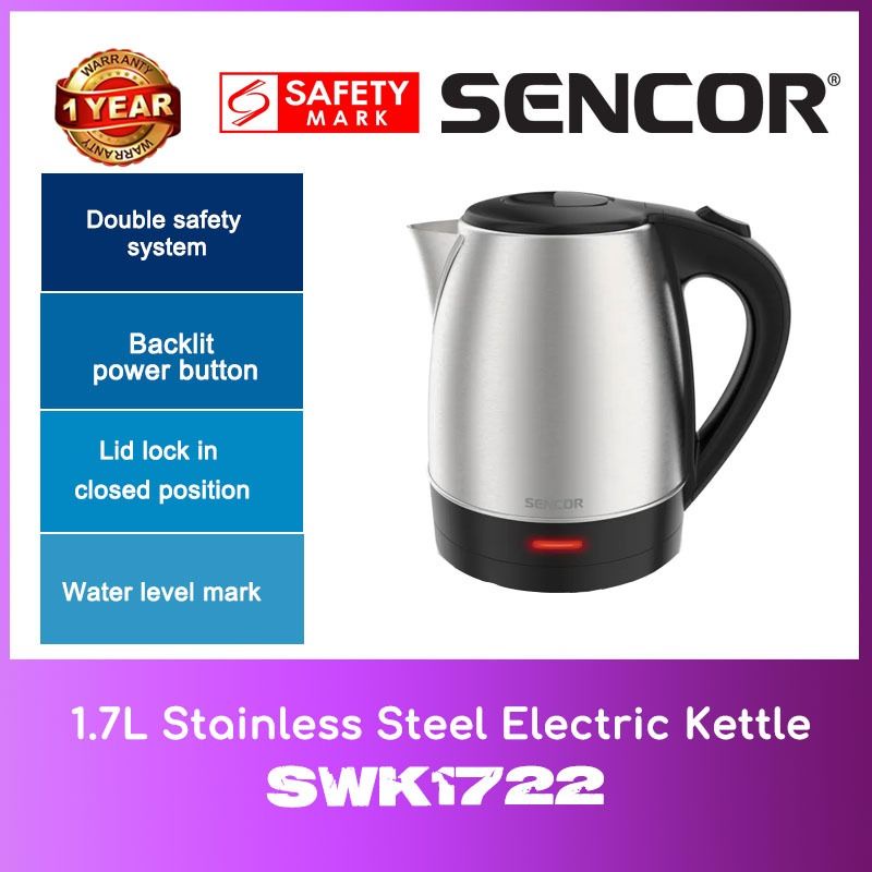 Sencor SWK1571BL Electric Kettle with Display and Power Cord Base, Blue  (Metallic) 