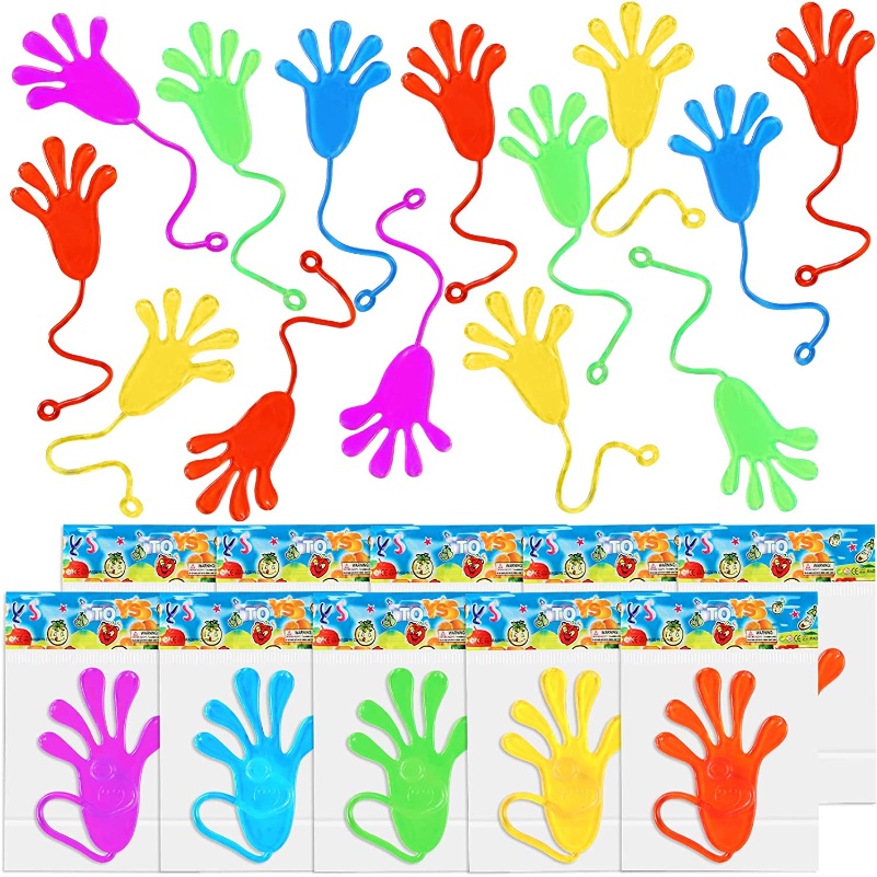 10 Pcs Sticky Hands for Kids Goodie Bag Stuffer Stretchy Treasure Box ...