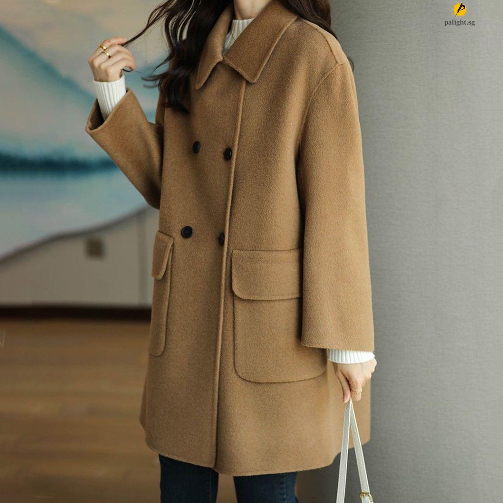 Khaki Woman Thickened Coat Women Long-sleeve Overcoat | Shopee Singapore