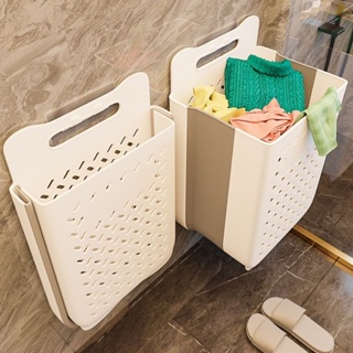 1pc Wall-Mounted Laundry Basket for Bathroom - Large Folding Dirty Clothes  Basket with Plastic Storage - Convenient and Organized Dirty Clothes