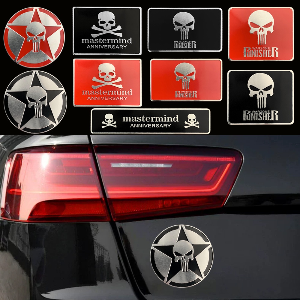 Scooter Stickers 3D Skull Metal Decal Sticker, Logo Badge Emblem Auto Truck Motorcycle Car Fashion Styling Stickers Accessories 2.3 Inch (Silver Skull Car Accessories