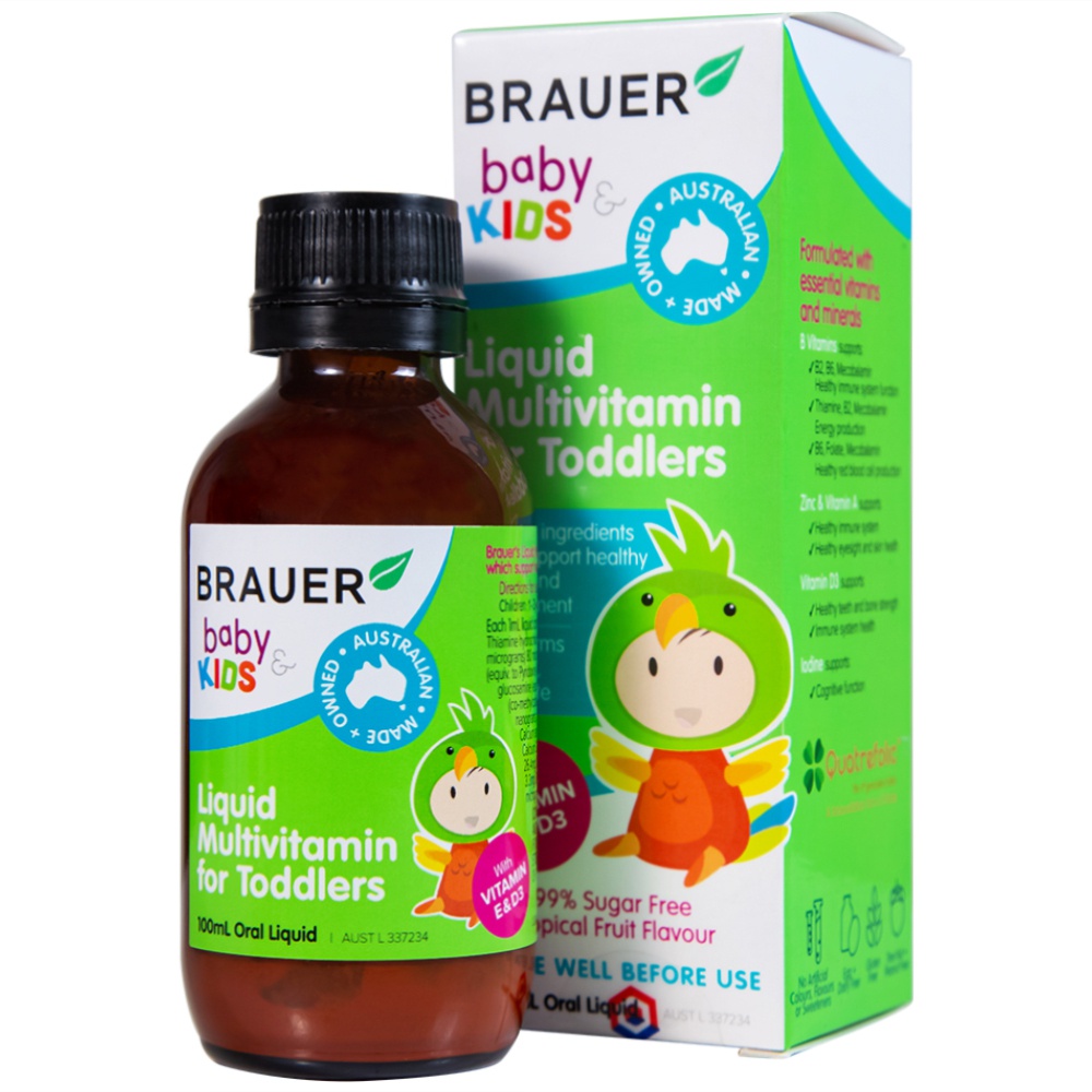 Brauer Kids Liquid Multivitamin for Toddlers Multivitamin for Children 13 years old (100ml