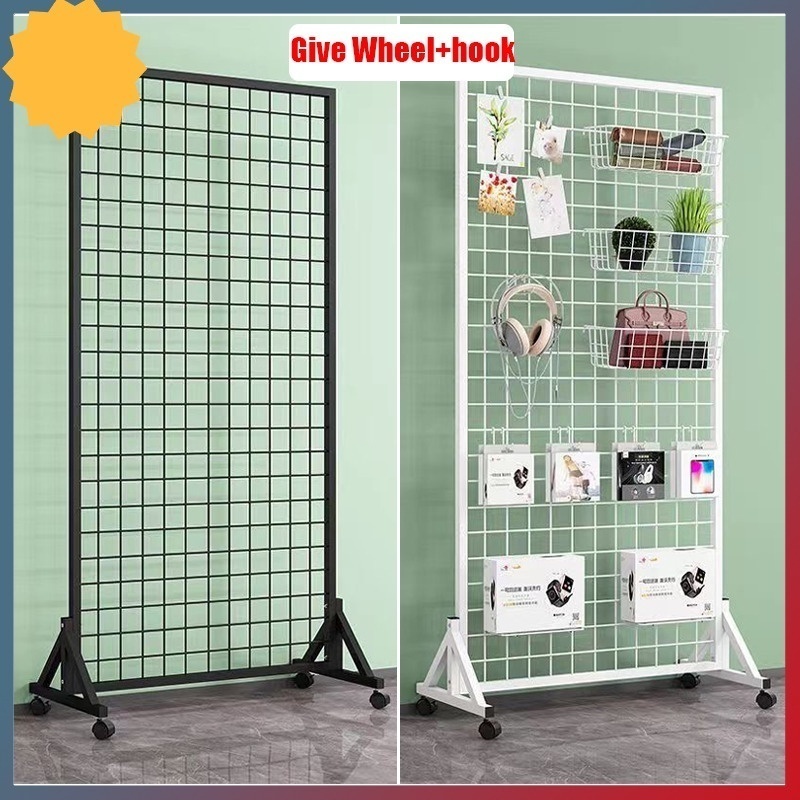 Vertical Mesh Floor Display Frame Mobile Double-sided Wire Mesh Rack ...