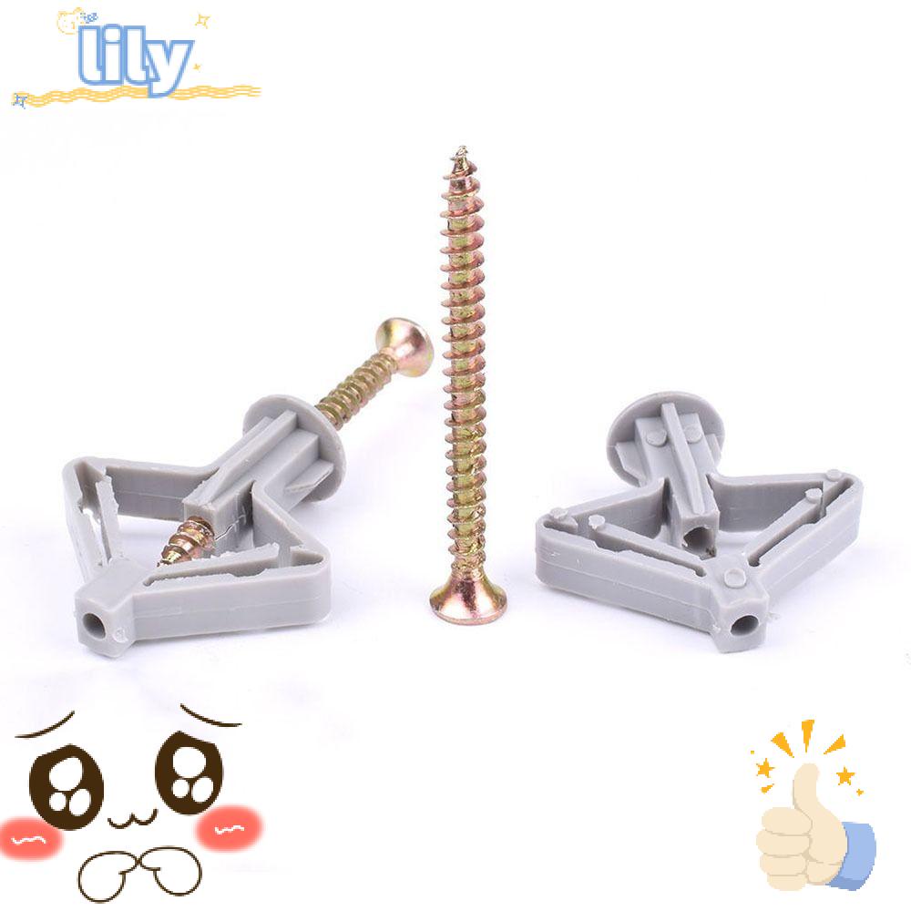 LILY 100 PCS Hollow Wall Anchors, Plastic Plugs & Screws Drywall Anchor