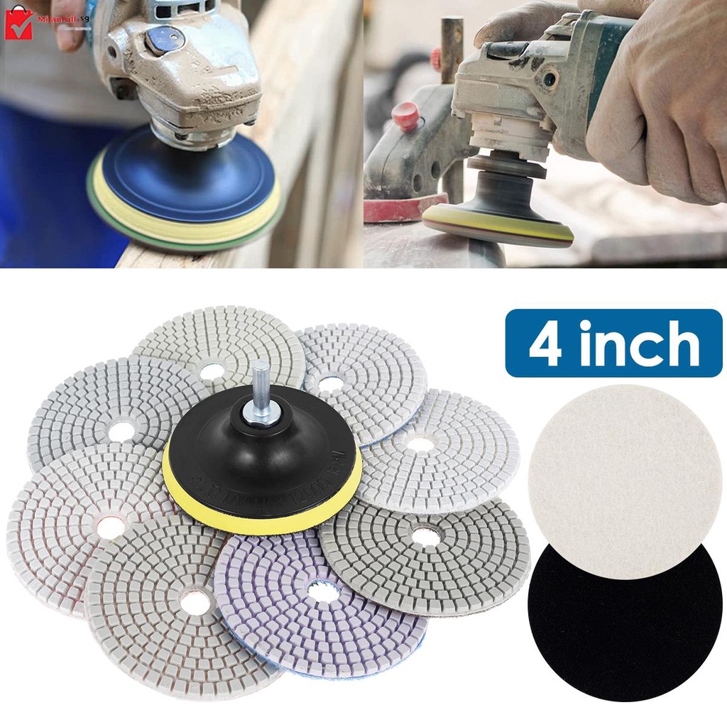 12Pcs Diamond Polishing Pads 4inch Granite Polishing Kit with 506000