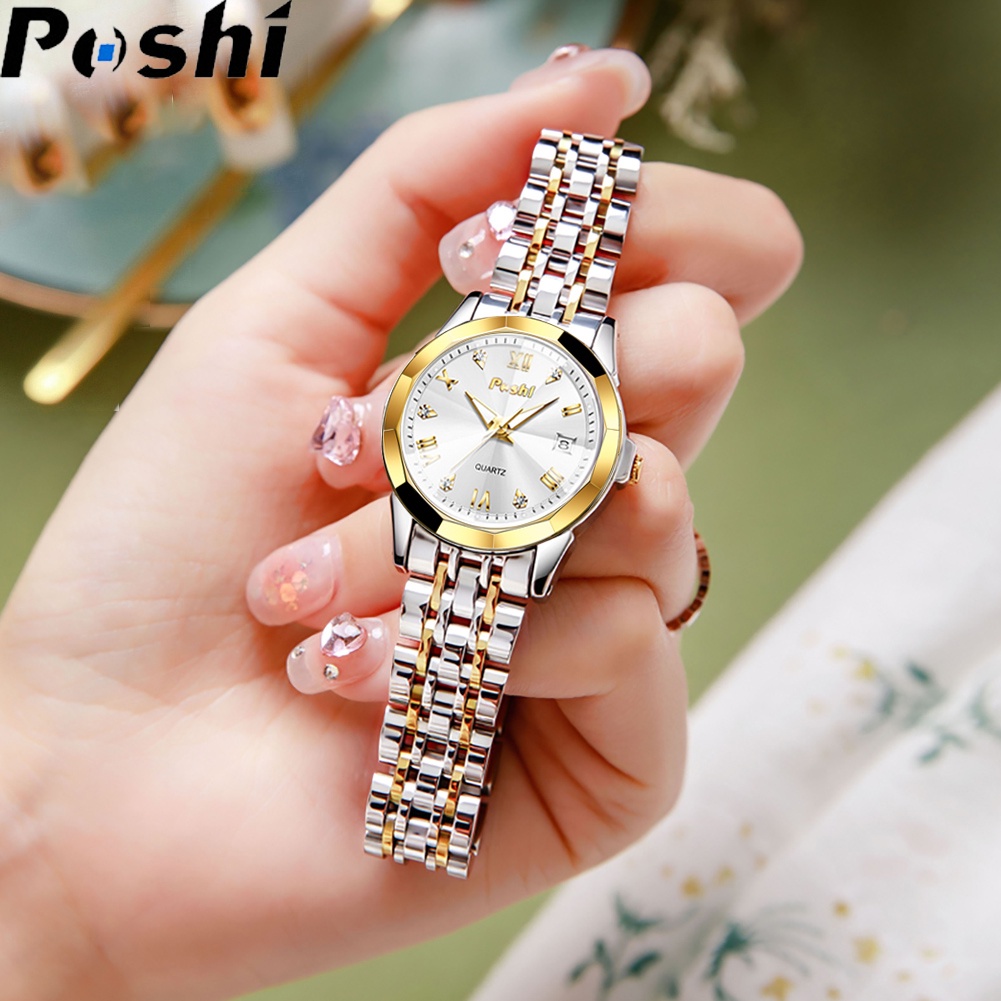 POSHI jam tangan Perempuan wanita Ladies watch Fashion Women Golden Luxury Quartz Waterproof Wrist watches for women