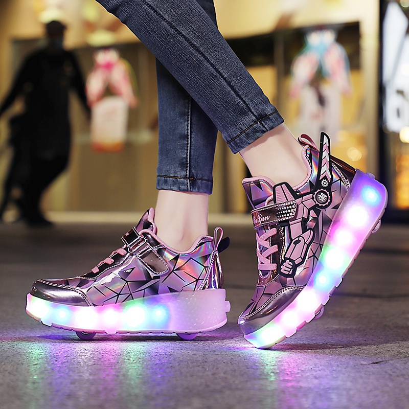 towwheeled Heelys LED rechargeable luminous shoes adult child roller