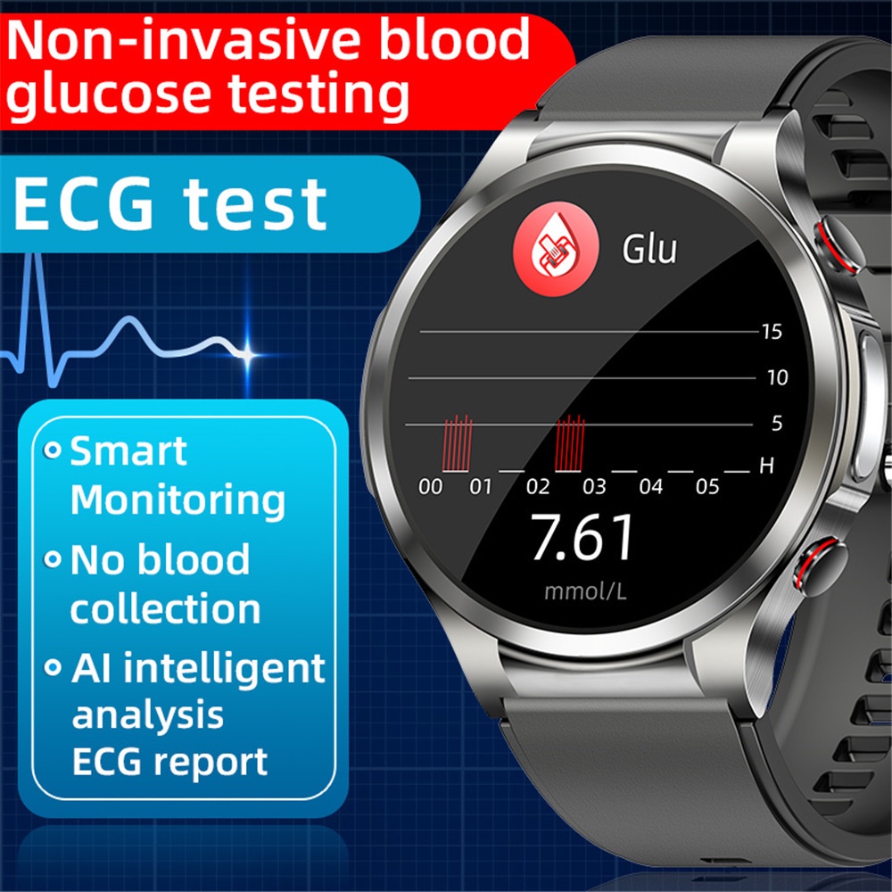 ECG PPG W11 smartwatch noninvasive blood glucose, blood oxygen, heart
