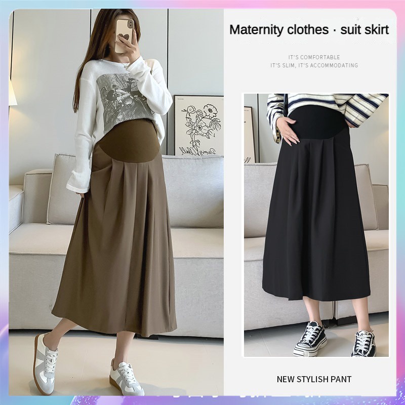 PB Maternity Skirt Fashion High Waist Lift Belly Large Swing Skirt
