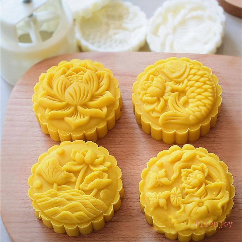 JOY DIY 3D Mooncake Mold Set 150g Or 200g Flower Fish Patterns Moon Cake Mold Press Safe Cookie Mold for Mid Autumn Fest Shopee Singapore