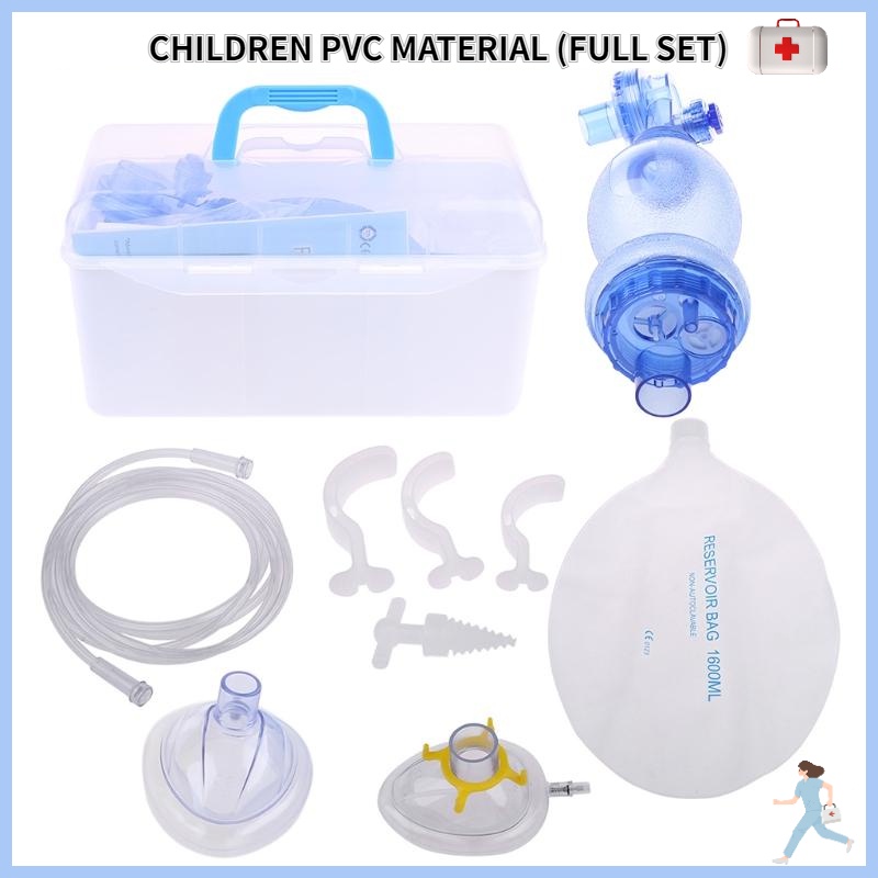 Adults/Children/Infants Manual Resuscitator PVC Ambu Bag Oxygen Tube ...