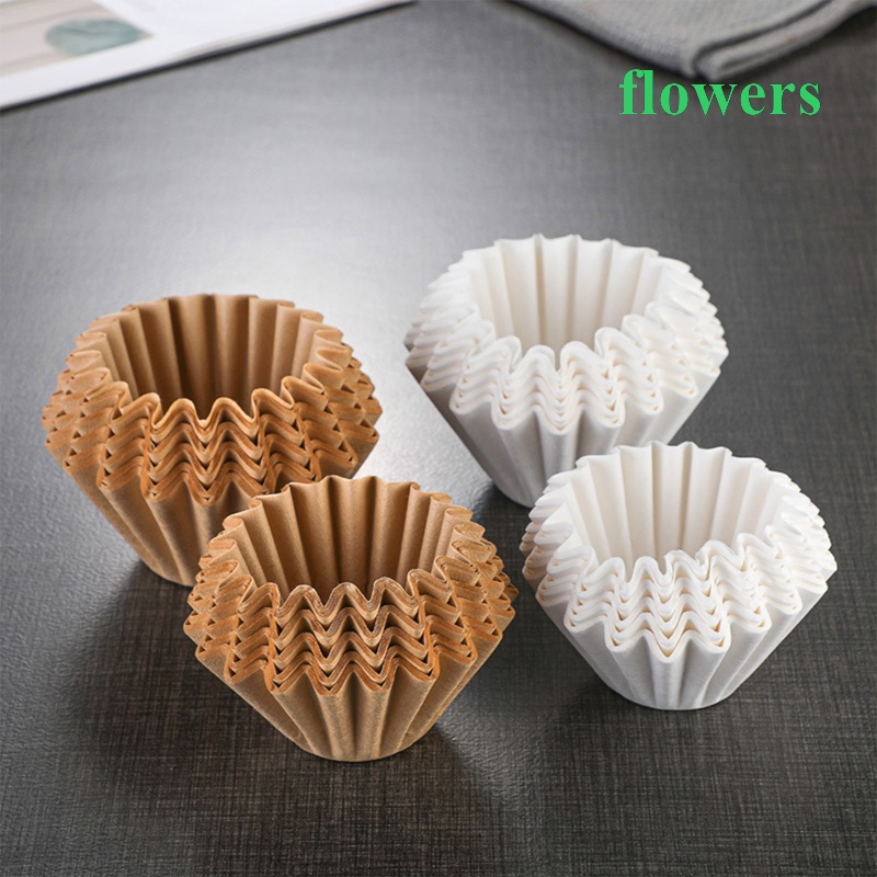 Flowers 50Pcs Wave Paper Coffee Filters 14 Cup Basket Coffee Filters