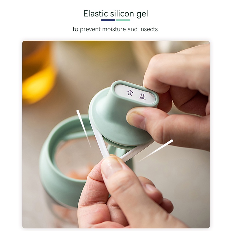 Spice Jars with Spoon, Glass [ 250ml Bottle Spoon Seasoning Condiment