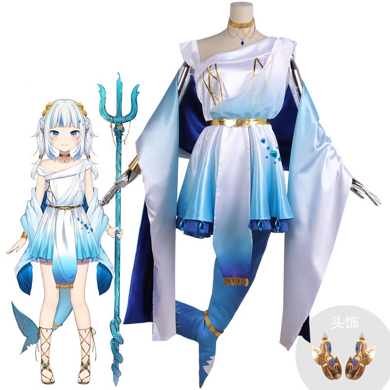 Hololive English Gawr Gura Cosplay Costume Unisex Size Vtuber Gura ...