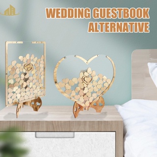 Wedding Guest Book Wooden Guest Sign In Book With Hearts Shape Wooden Chips  Storage Box Pens Wood Frame Drop Box Guestbooks Creative Wedding  Decorations For Reception Festival Creative Wedding Guest Book Wedding