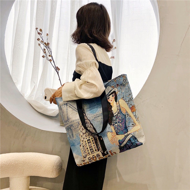 Large Capacity Casual AllMatching Working Handbag Women's Commuter Large Bag Double Sided