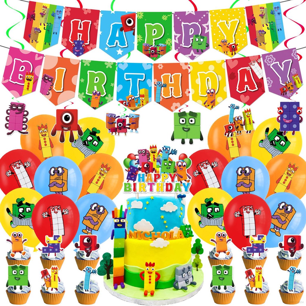 SKY Numberblocks theme kids birthday party decorations banner cake ...
