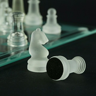 Glass Chess Set, Elegant Design - Durable Glass - 32 Frosted and Pieces -  20x20cm 