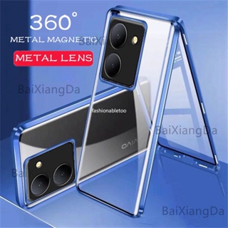 360 Metal Cover For Vivo Y36 5G Magnetic Case For Vivo Y36 Coque Shockproof  Cases Double Tempered Glass Shell For Vivo Y36 Funda