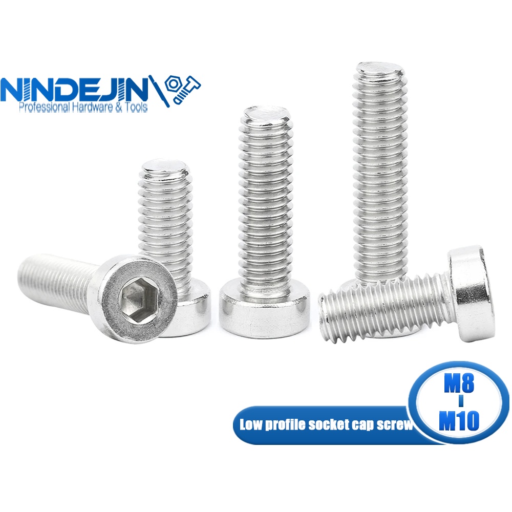 NINDEJIN Low Head Allen Socket Cap Screw M8 M10 Stainless Steel Low