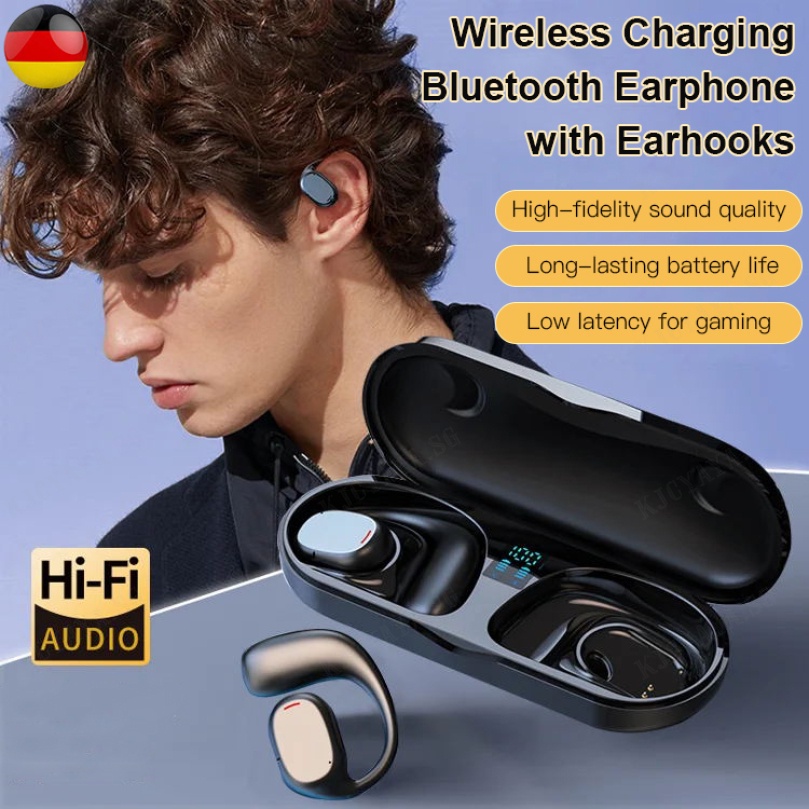 German Wireless Charging Bluetooth Earphone with Earhooks, Bluetooth