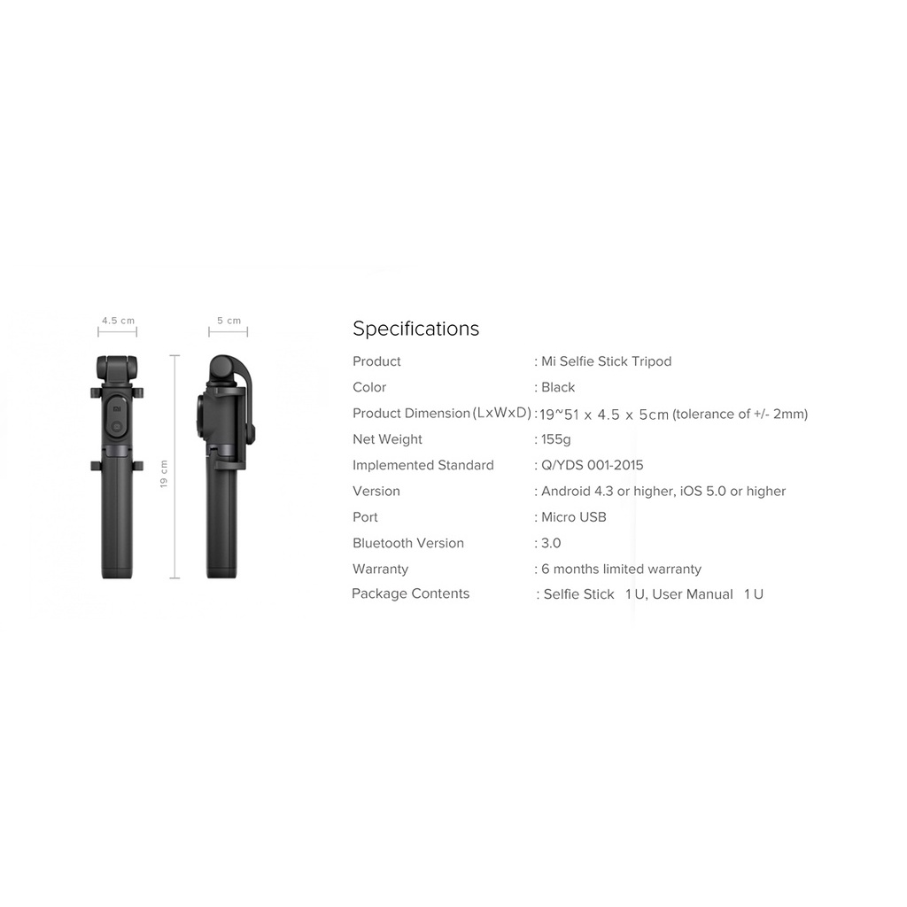 Xiaomi Mi Bluetooth Tripod Stand Selfie Stick with Remote Control CN ...