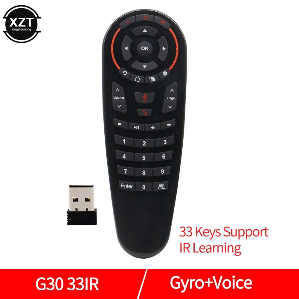 G30S 2.4G Gyroscope Wireless Air Mouse 33 Keys IR Learning Smart Voice ...