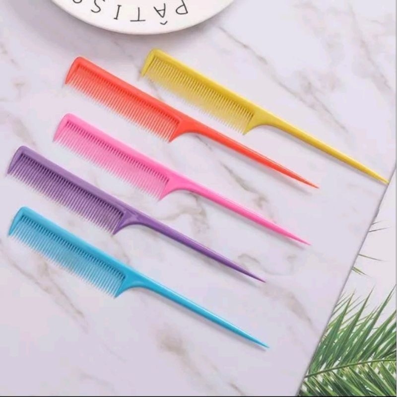 1PCS Sisir Rambut Gagang Panjang Sasak Alat Merapikan Rambut Wanita Dewasa Pangkas Warna Warni A041 - Gambar 3