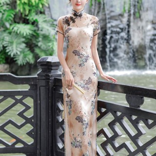 Vintage Elegant Women Cheongsam Dress Traditional Chinese Dress Cheongsam  Dress Tang Costume Women Banquet Qipao-C