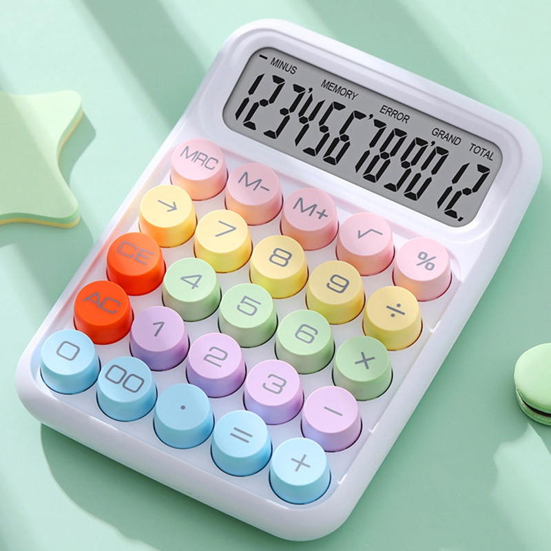 Ins Korean Dopamine Color Calculator 12 Digits Large Display Mechanical ...