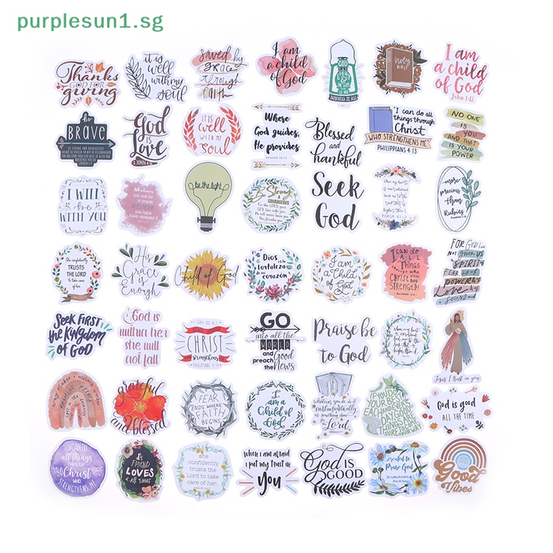 Purrple 52pcs Jesus Phrase Christians Religion Sayings Stickers Bible ...