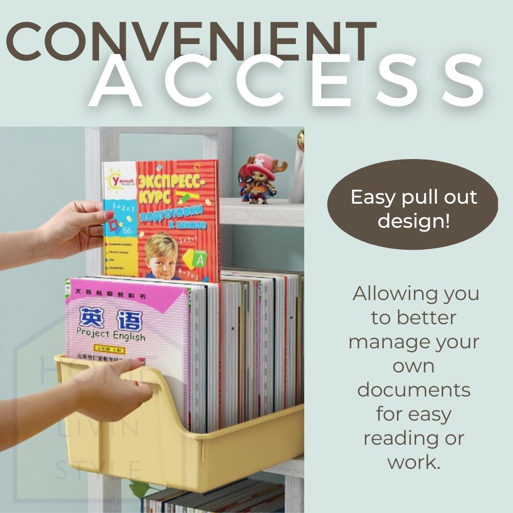 Book Storage Organizer Box Caddy Basket Book Shelf Desk