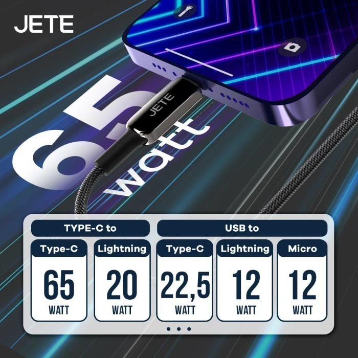 JETE CX9 Kabel Data Lightning 12W Fast Charging 2.4A - Kabel Data Lightning JETE - Garansi 2 Tahun - Gambar 4