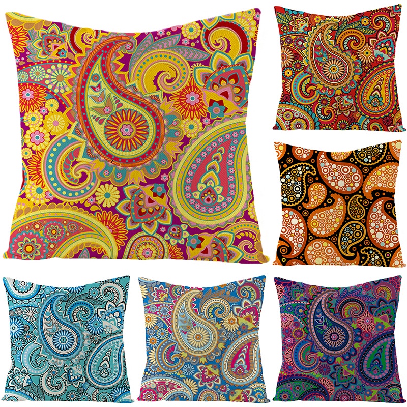 Home Life Pillow Cover Popular Ethnic Style Combination Linen Printed