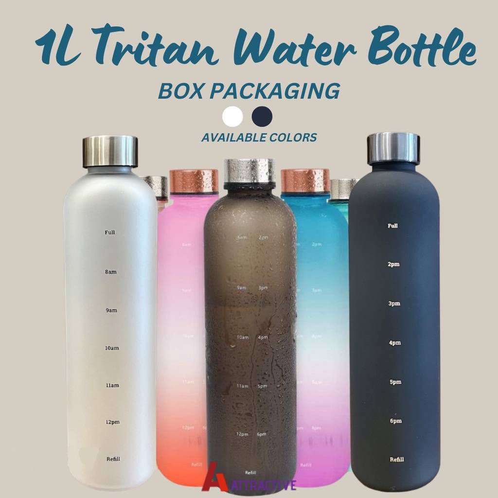 1000ml Tritan Water Bottle With Time Marker, Bpa Free & Leakproof ...