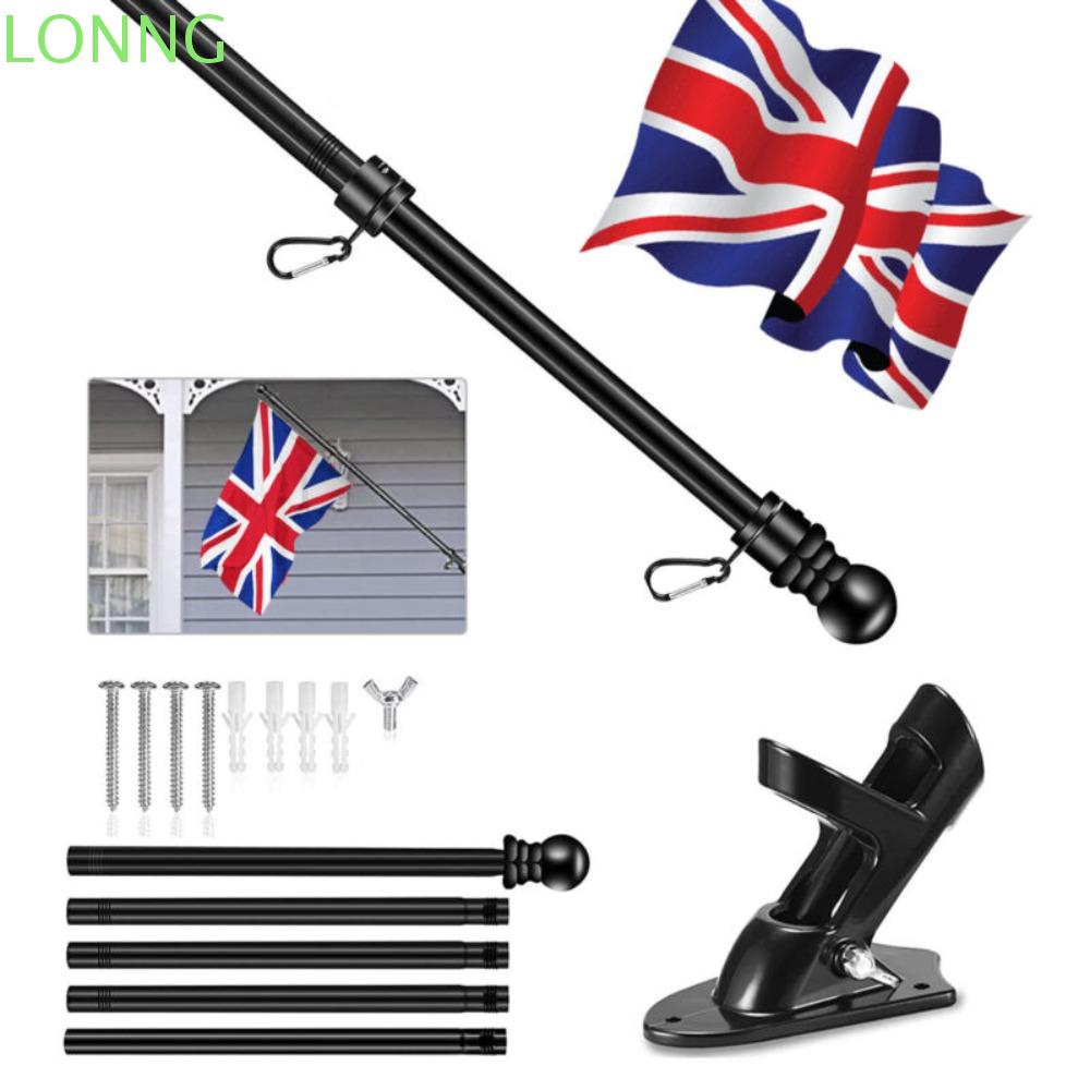 LONNGZHUAN 6ft Flag Pole Holder Portable Flagpole Base Wall Bracket