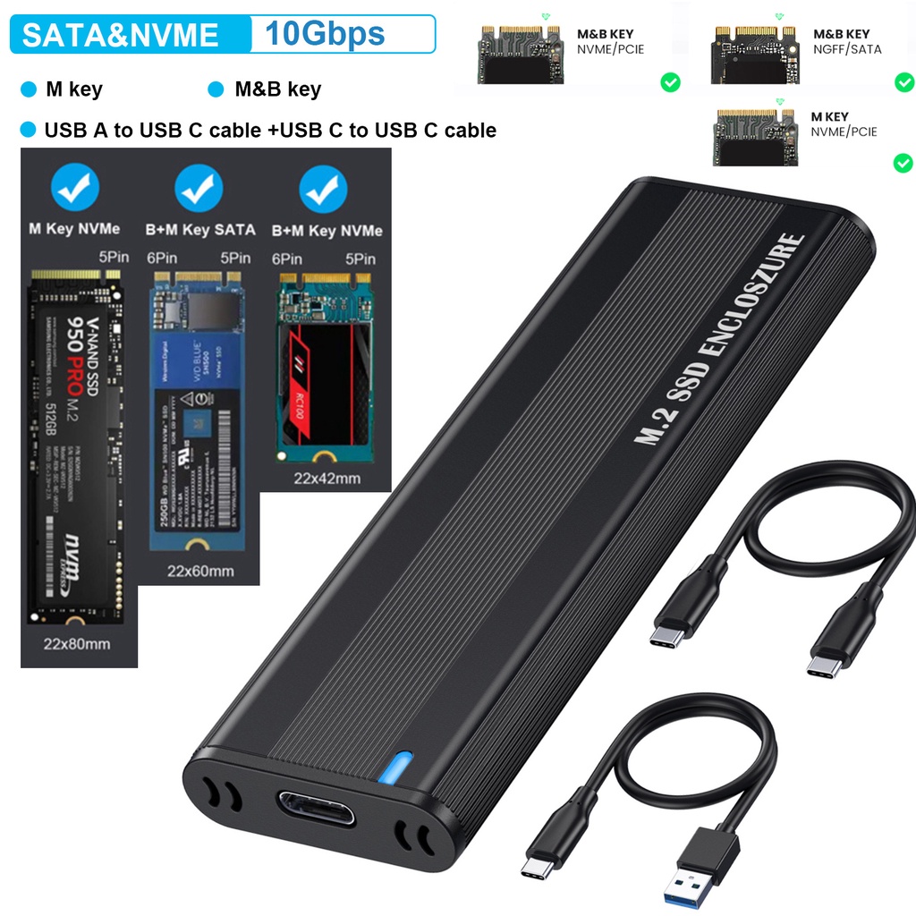 USB C M.2 NVME SATA SSDエンクロージャーアダプター - 外付け