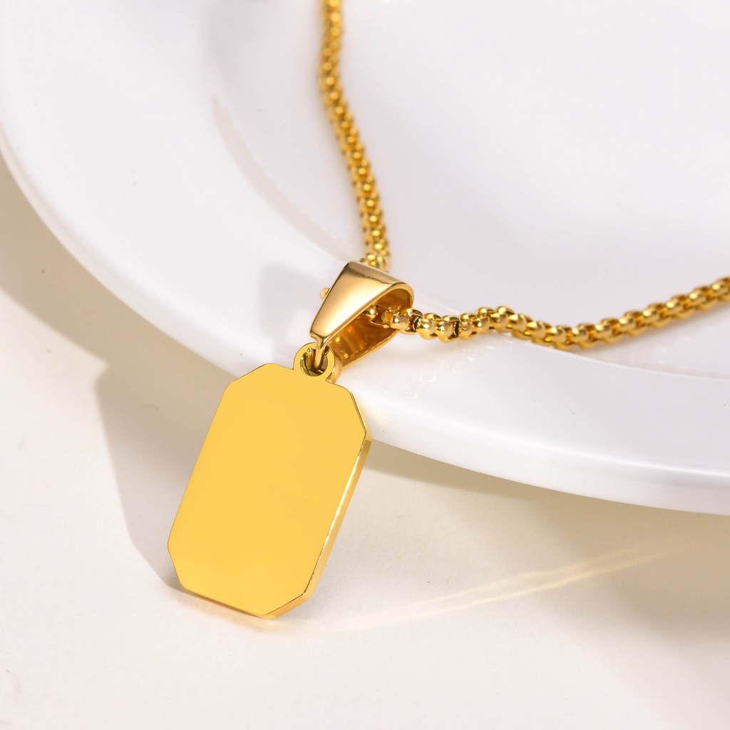 Stylish Gold Color Mens Geometric Square Necklaces Black Enamel ...