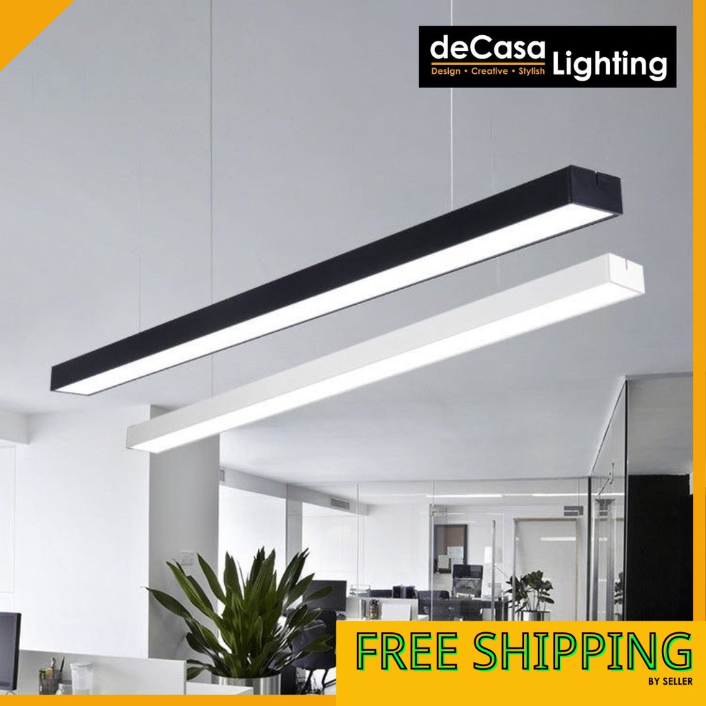 Decasa Office Pendant Light LED T8 Linear Light 4FT Black/White Dining