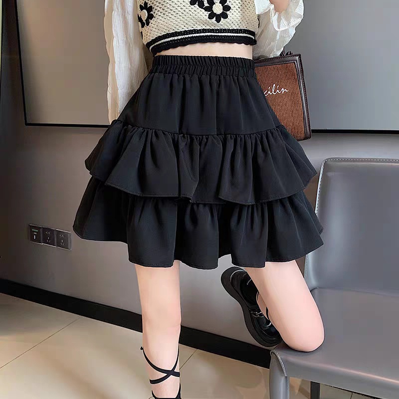 Black and White Double Layer Long Skirt