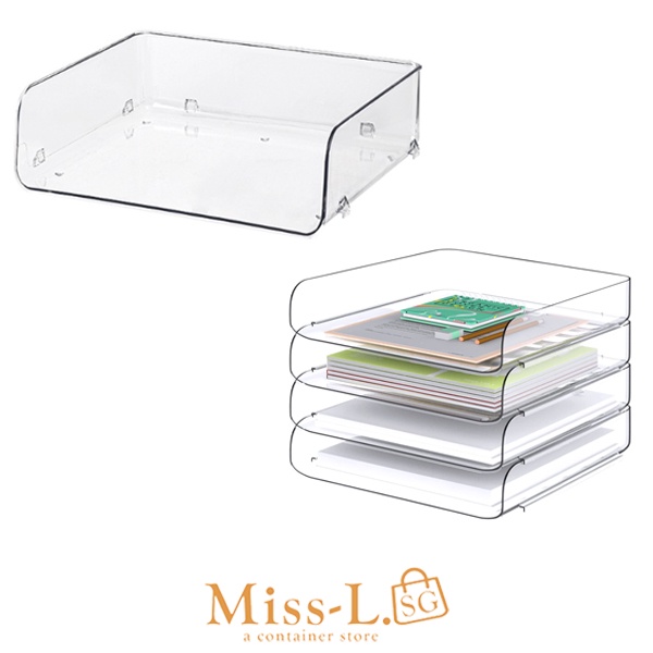 PAXTransparent A4 Stackable Document Tray Table Organiser Shopee